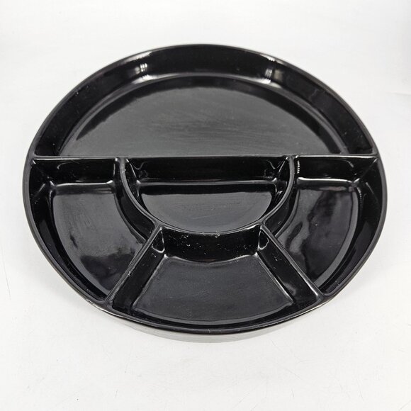 Crate and Barrel 5-Section Round Divided Serving Platter Appetizer Tray Chip Dip - Picture 3 of 7